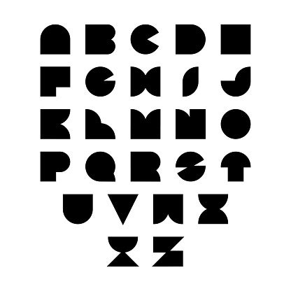 black alphabet letters  white background stock illustration