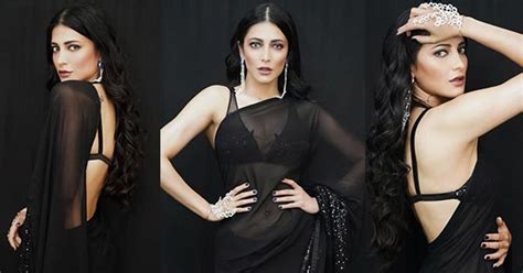 Shruti Haasan In Backless Black Saree Is Too Hot To Handle See This