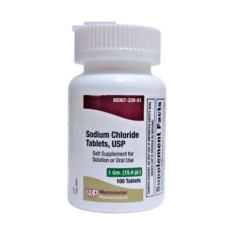 sodium chloride salt supplement  tablets  bottle