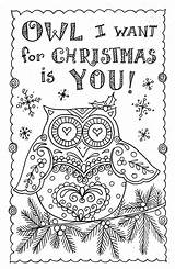 Christmas Coloring Cards Pages Adult Color Etsy Adults Printable Artist Instant Owl Book Pack Colouring Card Volwassenen Xmas sketch template