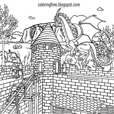 castle  dragon coloring pages  getcoloringscom  printable