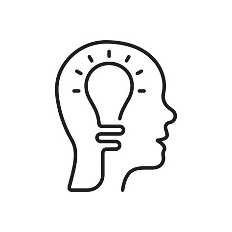 lightbulb  human head linear pictogram intellectual process symbol