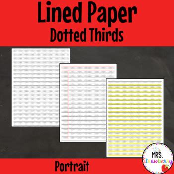 dotted thirds writing paper portrait   strawberry tpt