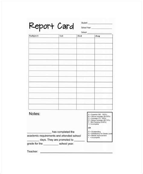 create homeschool report card template elementary  word