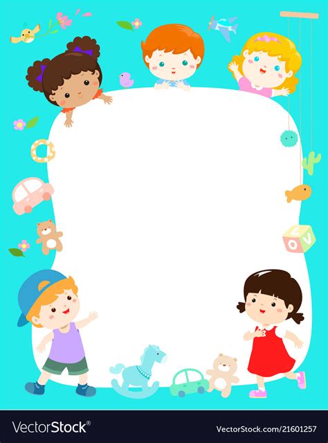 blank template cute multiracial kids poster design