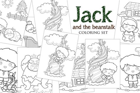 jack   beanstalk classic story coloring kids  adult