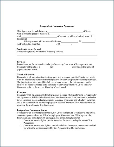 printable general contractor agreement template