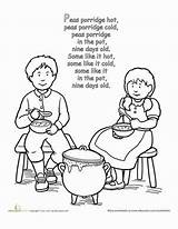 Porridge Rhymes Rhyme Peas Pease Poems Worksheet Tales Goose Lesson Jack Sing Nurseries sketch template