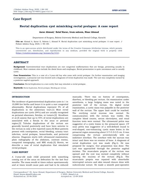 pdf rectal duplication cyst mimicking rectal prolapse a case report