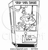 Machine Toy Cartoon Outline Clipart Royalty Stuck Boy Vending Vector Illustration Toonaday Claw Clip Rf Coloring Pages Man Arcade Soda sketch template