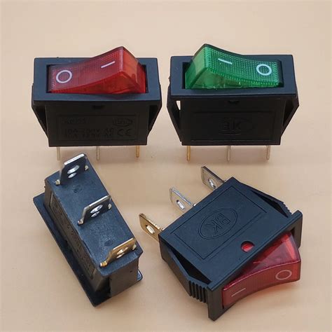 pcs kcd  pins onoff illuminated rocker switch  snap  led red green