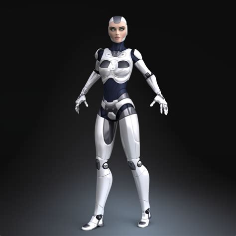 3d model sci fi female robot