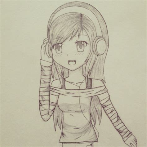 anime girl  headphones  xangelcolorz  deviantart
