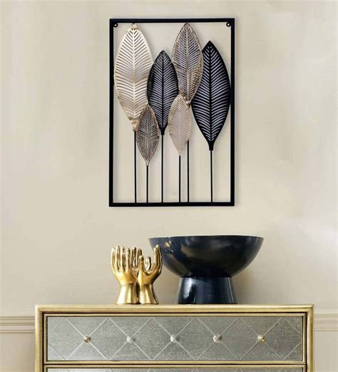 Buy Iron Leaf Panel Wall Art In Black By Craftter Online Abstract