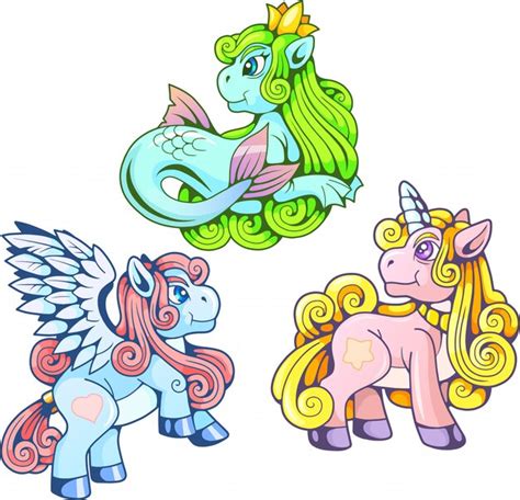 premium vector cartoon cute pony images set