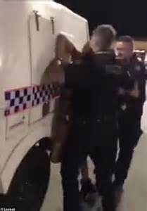 Officer Slams Tiny Blonde Woman Into A Police Van And Pins Her To The
