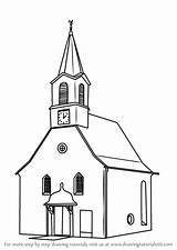 Church Building Draw Drawing Clipart Drawings Step Easy Christianity Sketch Coloring Template Kids Tutorials Sketches Build Clip Learn Steeple Collection sketch template