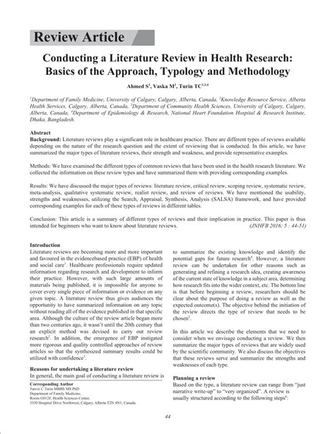 conducting  literature review  health research basics
