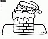 Chimney Coloring Designlooter 91kb 250px Claus Entering Santa Through sketch template