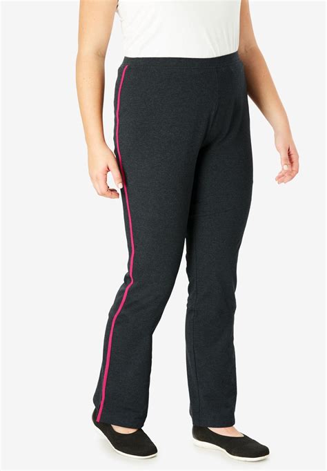 Stretch Cotton Side Striped Bootcut Yoga Pant Plus Size