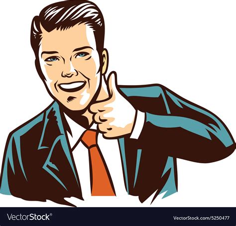 retro man in black suit thumb up royalty free vector image