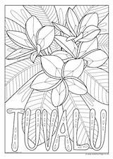 Colouring Flower Tuvalu National Guinea Papua Pages Colour sketch template