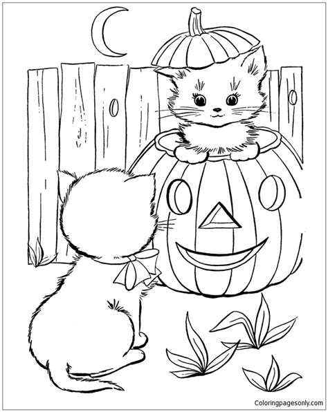 halloween cat coloring page  printable coloring pages