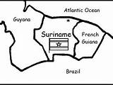 Suriname Map Flag Printable Handout Color sketch template