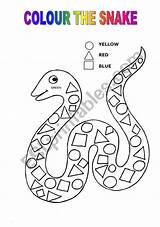 Snake Colour Worksheet Worksheets Preschool Instructions Following Snakes Eslprintables Activities Kindergarten Theme Esl sketch template