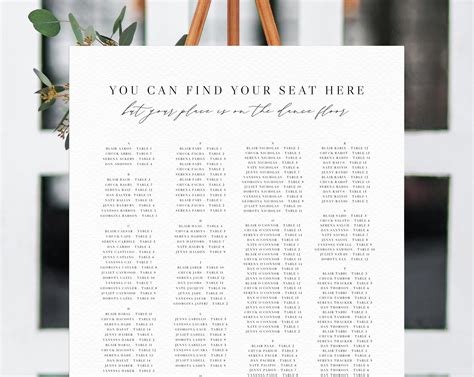 alphabetical seating chart  wedding