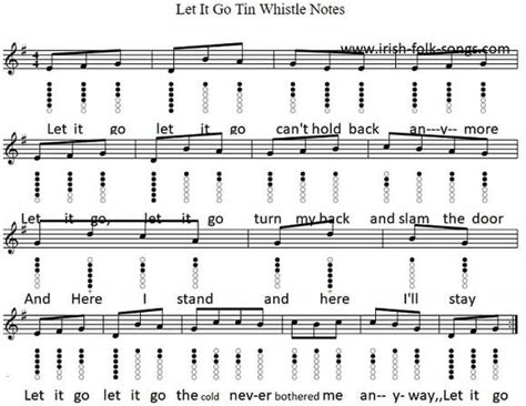 Let It Go Tin Whistle Notes From Frozen Irish Folk Songs