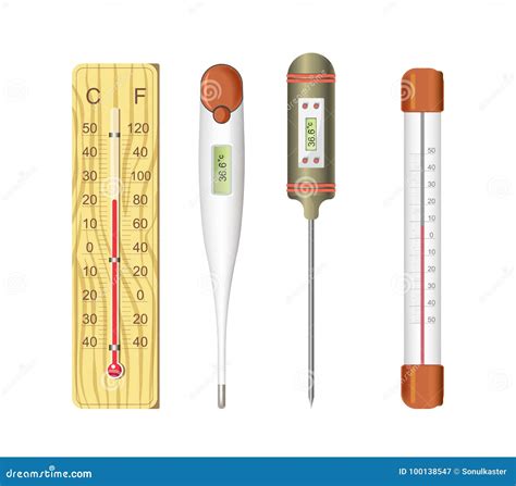 thermometers  human body  air temperature measurement stock vector illustration
