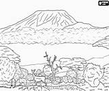 Africa Kilimanjaro Oncoloring Pintar sketch template