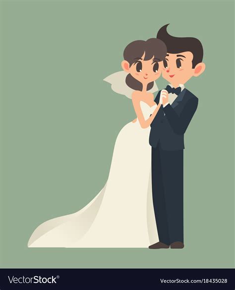 bride and groom cartoon character royalty free vector image