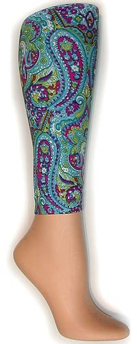 Turquoise Paisley Footless Tights Large Tall Large Tall Printed