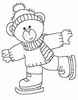 Bear Coloring Ice Pages Printable Skates Cute Skating Winter Christmas Kids Print Skater Washing Machine Teddy Color Pattern Para Do sketch template