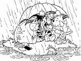 Coloring Rainy Pages Rain Umbrella Pooh Winnie Under Friends Sheets Kids Printable Activities Books Popular sketch template