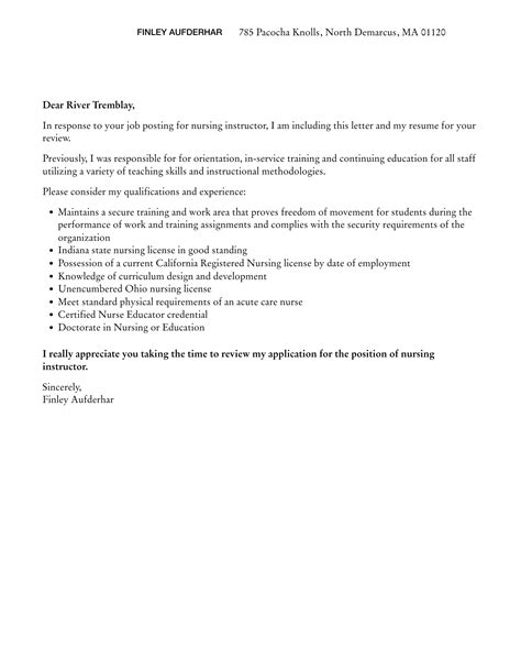 nursing instructor cover letter velvet jobs