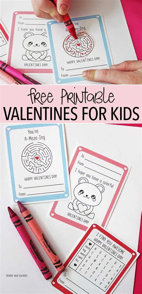 fun  printable valentine cards  kids  activities sunny