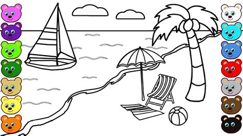 sea beach coloring pages youtube