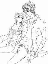 Couple Lineart Anime Coloring Pages Manga Drawings Awkward Template Deviantart Sketch Deviant sketch template