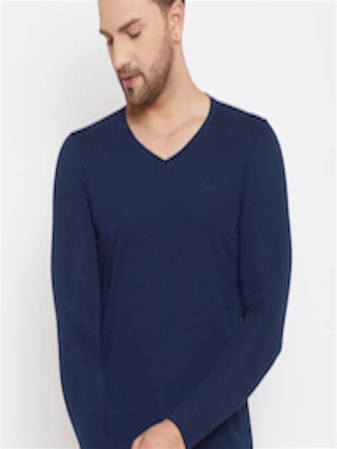 buy adobe men navy blue solid  neck  shirt tshirts  men  myntra
