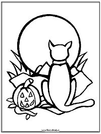 black cats coloring pages halloween