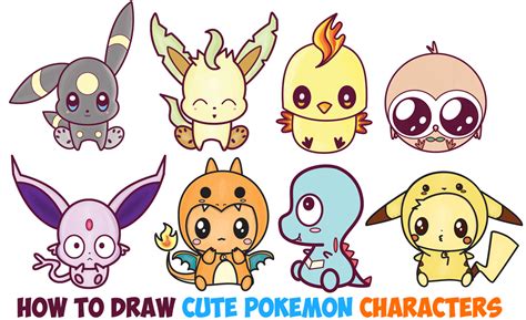 learn   draw cute kawaii chibi pokemon characters easy step