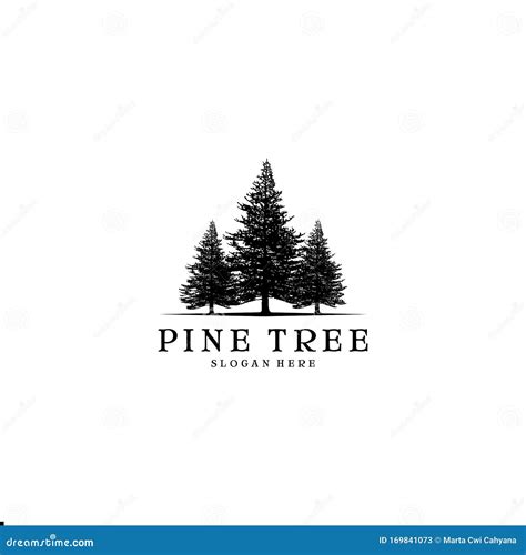 pine tree logo design inspiration stock vector illustration  cedar black