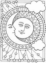Coloring Pages Moon Mandala Adult Getdrawings sketch template