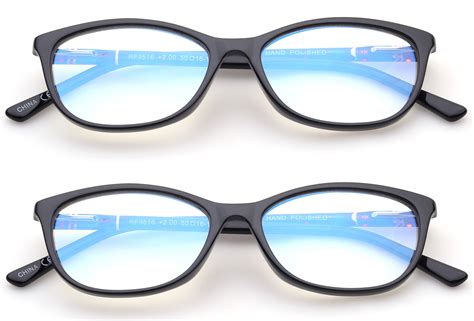 2 pairs blue ray blocking lens light weight cateye frame acetate
