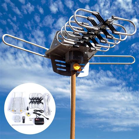 Hdtv 1080p Outdoor Amplified Antenna Digital Hd Tv 150 Mile 360 Rotor