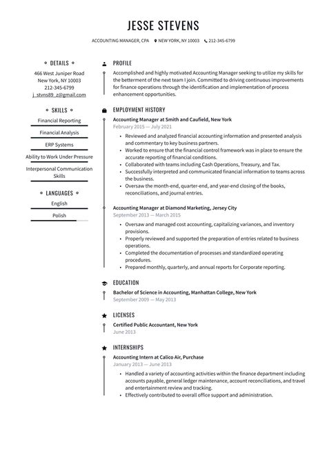 accounting  finance resume examples writing tips