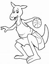 Kangaroo Dribbling Basket Coloring Ball Netart sketch template
